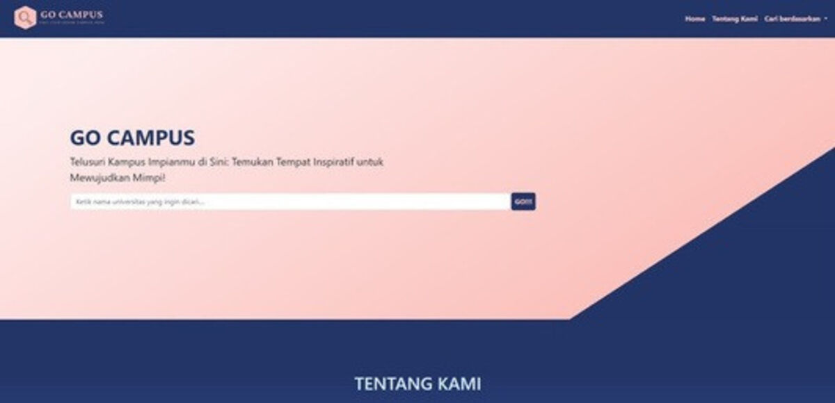Homepage of the Go Campus semantic web search engine for Indonesian universities